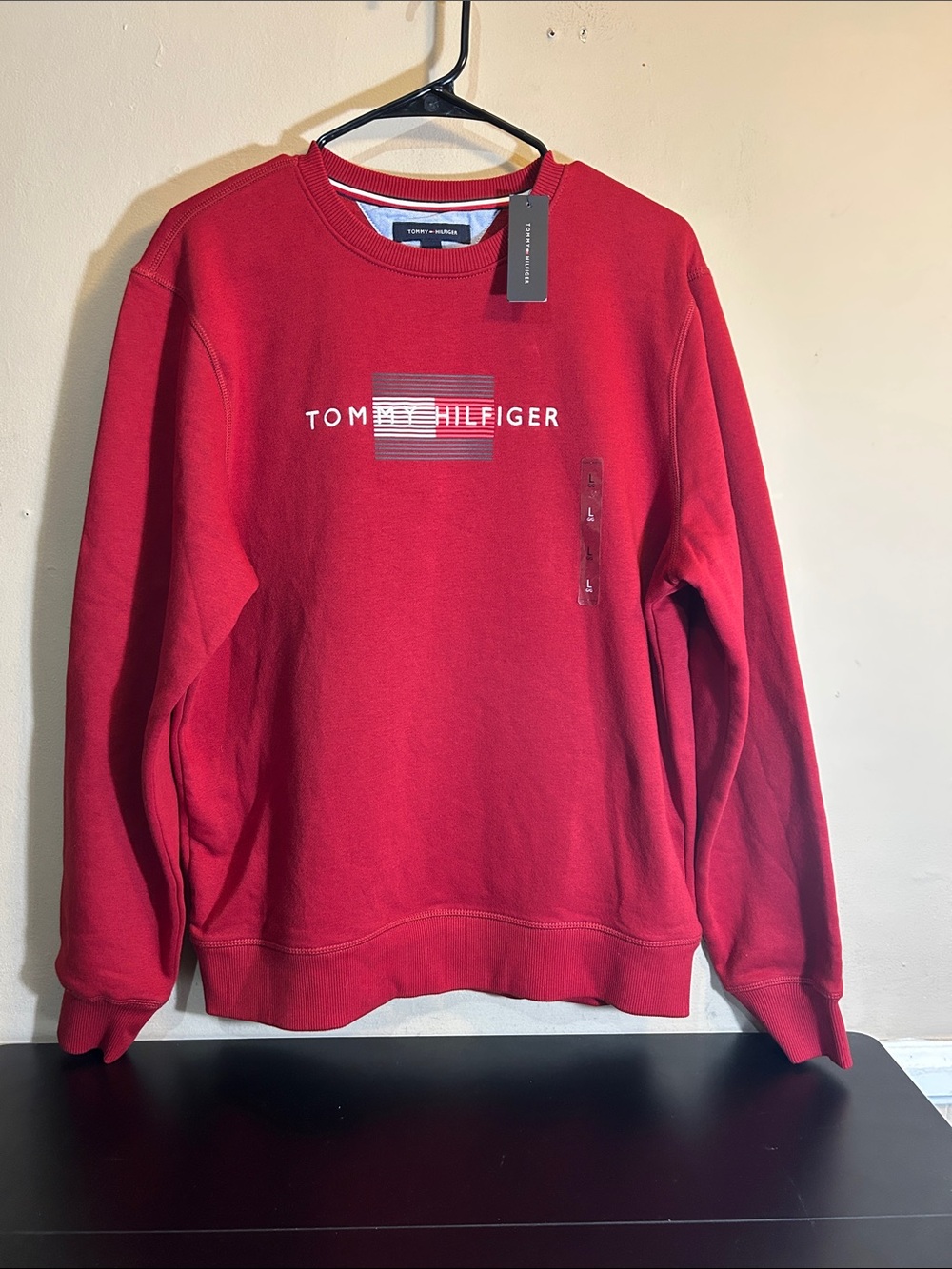 Tommy Hilfiger Men's Bold Red Logo Crewneck Sweatshirt